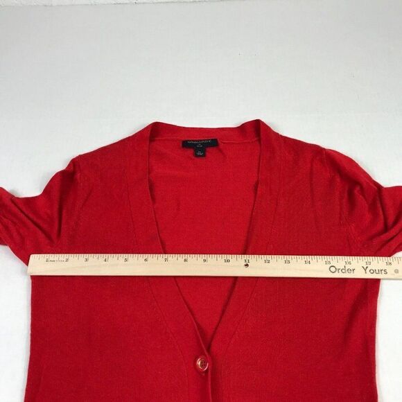 Banana Republic Womens Cardigan Red Button Sweater Short Sleeve Size PS Petites - Picture 7 of 11